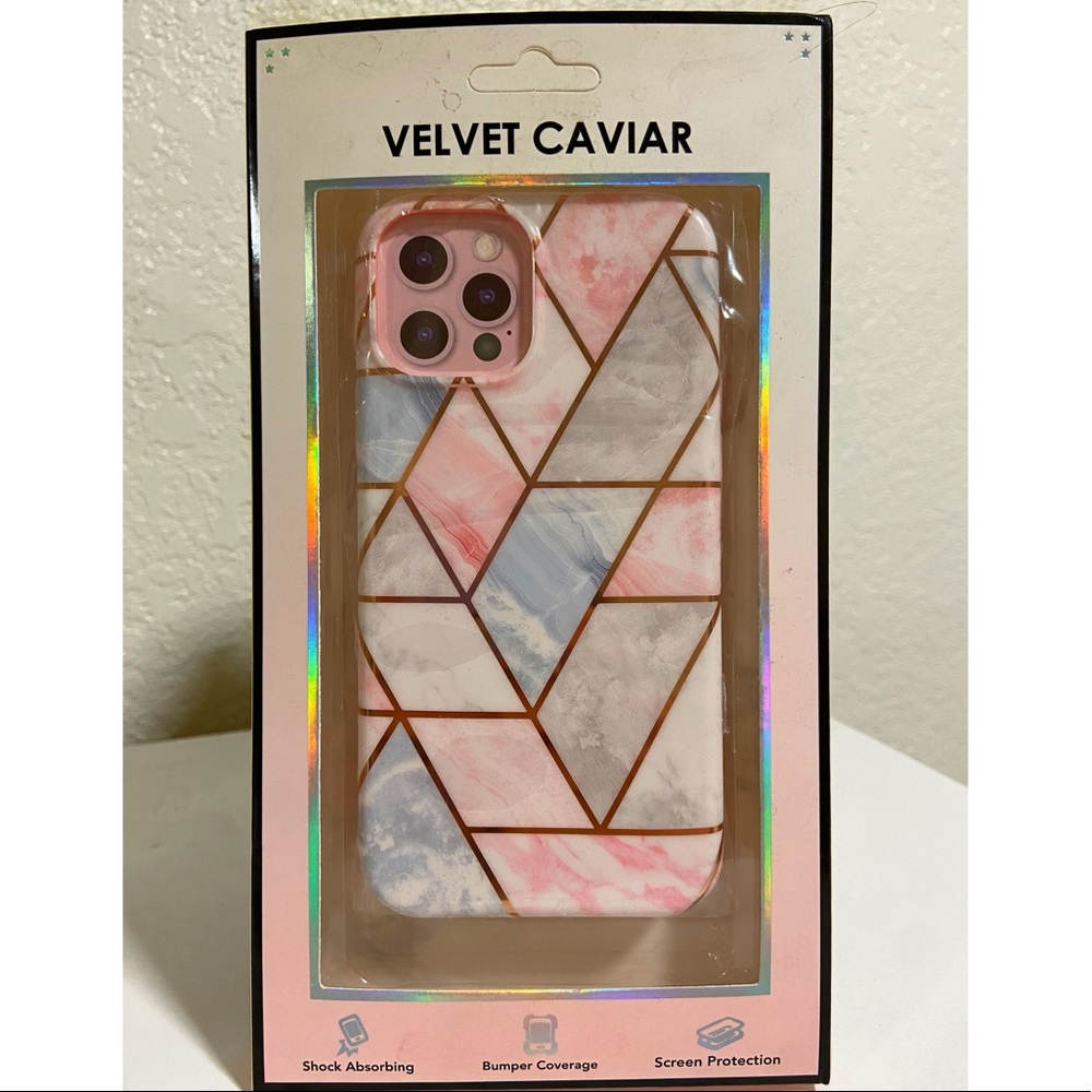 Velvet Caviar Geometric Marble iPhone Case & Navy Blue Marble Silver Phone Ring